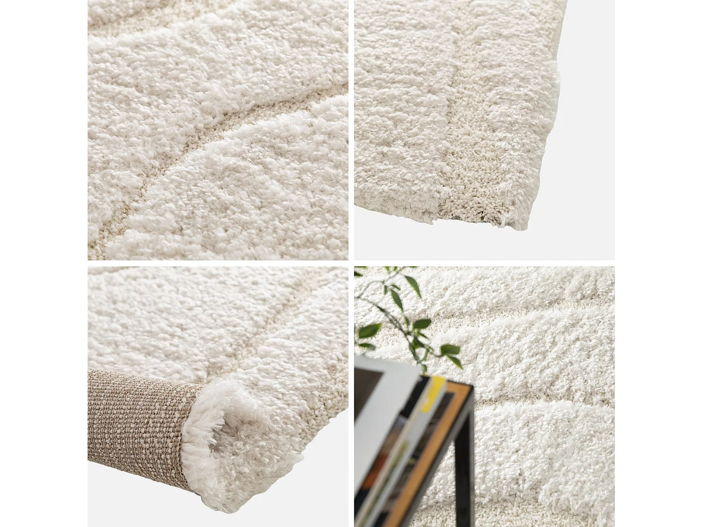 Tapis Japandi Shaggy Relief Crème - Amy