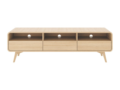 Meuble TV Japandi Arrondi en Bois Clair - Jalemo
