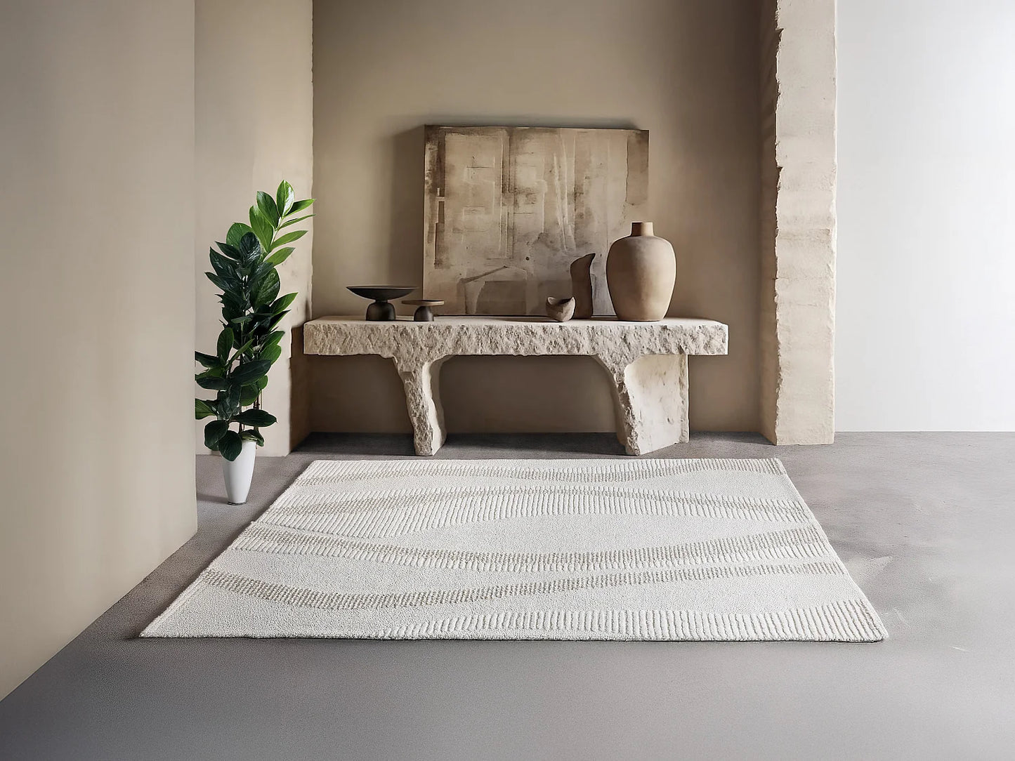 Tapis Japandi Relief Laine Tufté - Sirelia