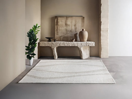Tapis Japandi Relief Laine Tufté - Sirelia