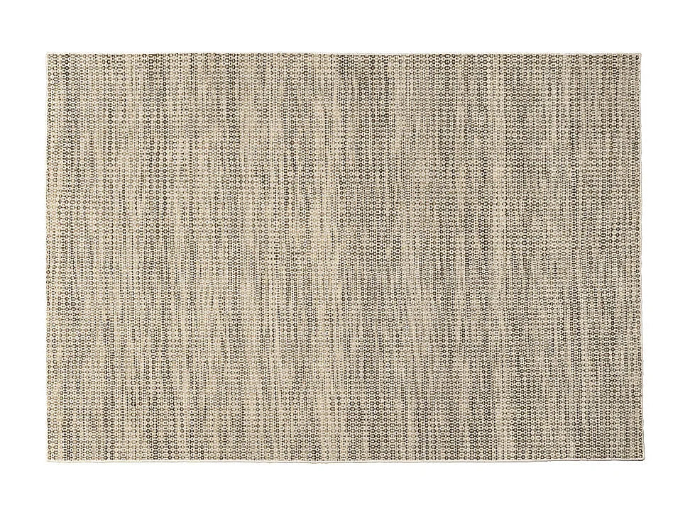 Tapis Japandi Laine Tissée Blanc Kaki - Quentin