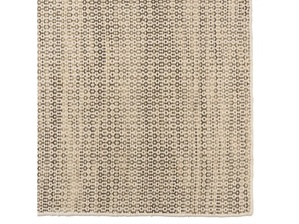 Tapis Japandi Laine Tissée Blanc Kaki - Quentin