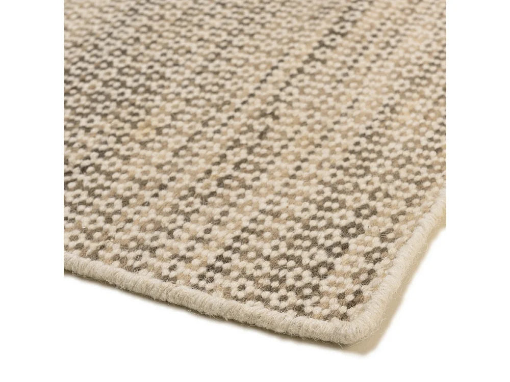 Tapis Japandi Laine Tissée Blanc Kaki - Quentin