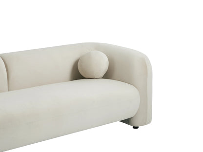 Canapé Japandi Velours Beige Douceur 3 Places - Ovotas