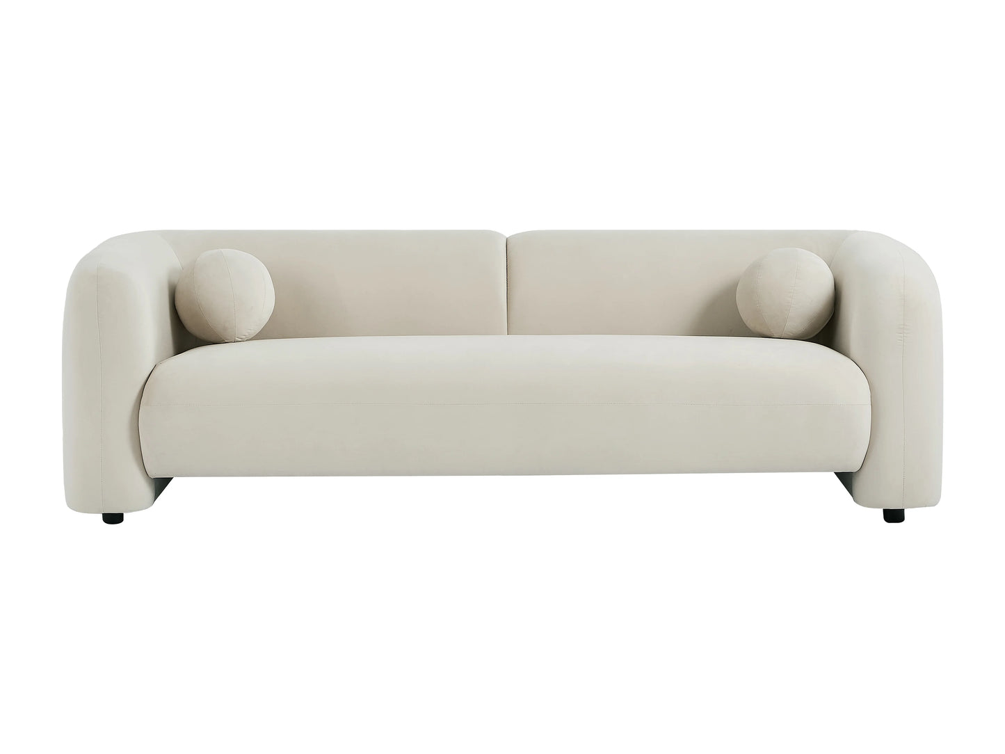 Canapé Japandi Velours Beige Douceur 3 Places - Ovotas