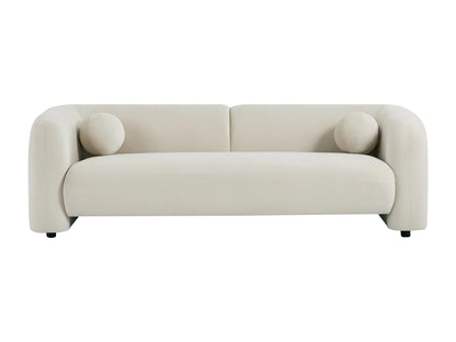 Canapé Japandi Velours Beige Douceur 3 Places - Ovotas