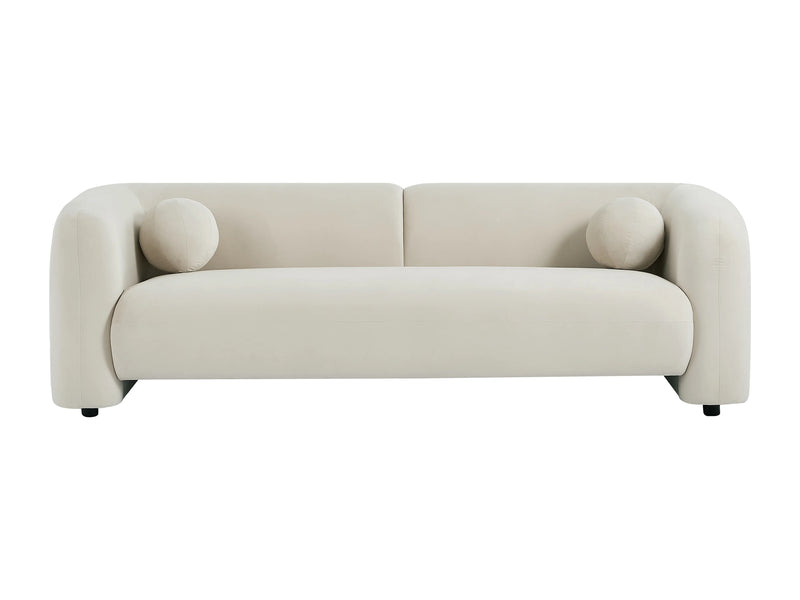 Canapé Japandi Velours Beige Douceur 3 Places - Ovotas