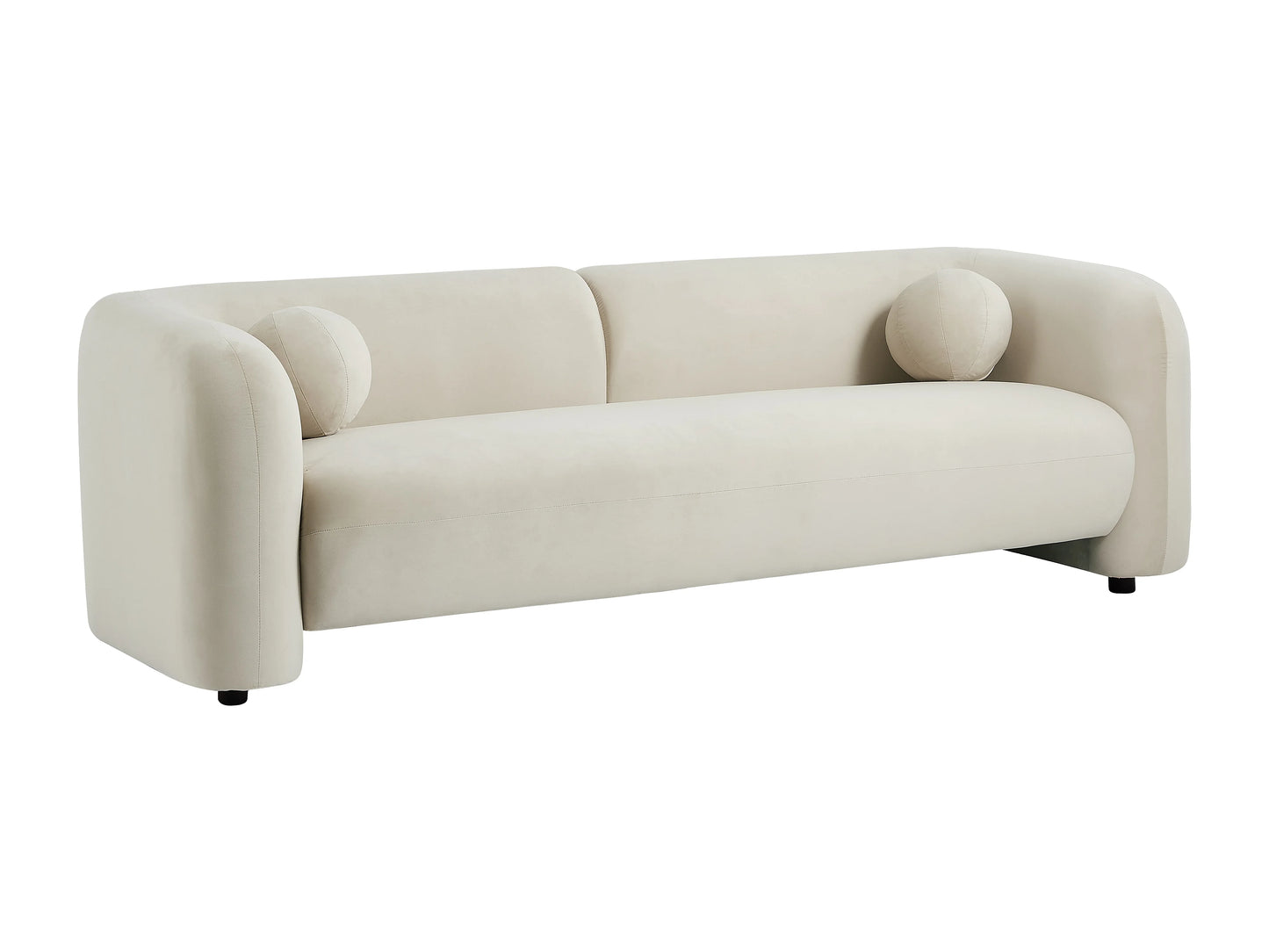 Canapé Japandi Velours Beige Douceur 3 Places - Ovotas