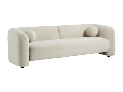 Canapé Japandi Velours Beige Douceur 3 Places - Ovotas