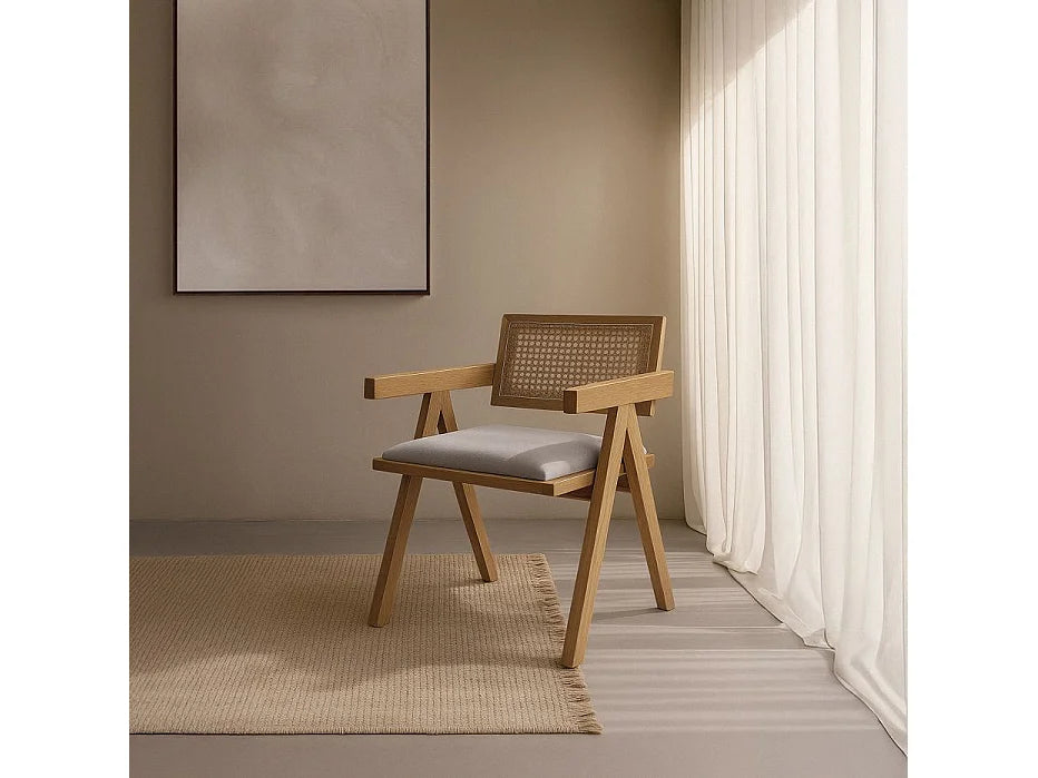 Chaise Japandi Hévéa Assise Tapissée Naturel - Naturel