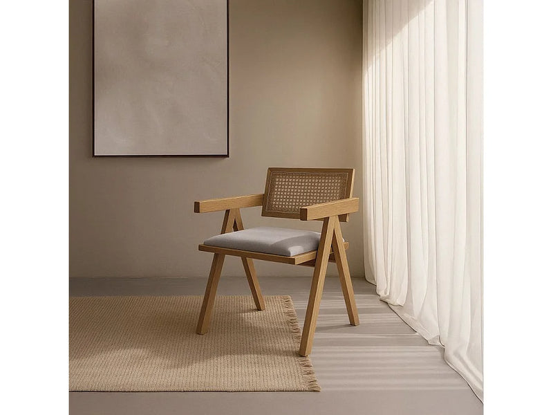 Chaise Japandi Hévéa Assise Tapissée Naturel - Naturel