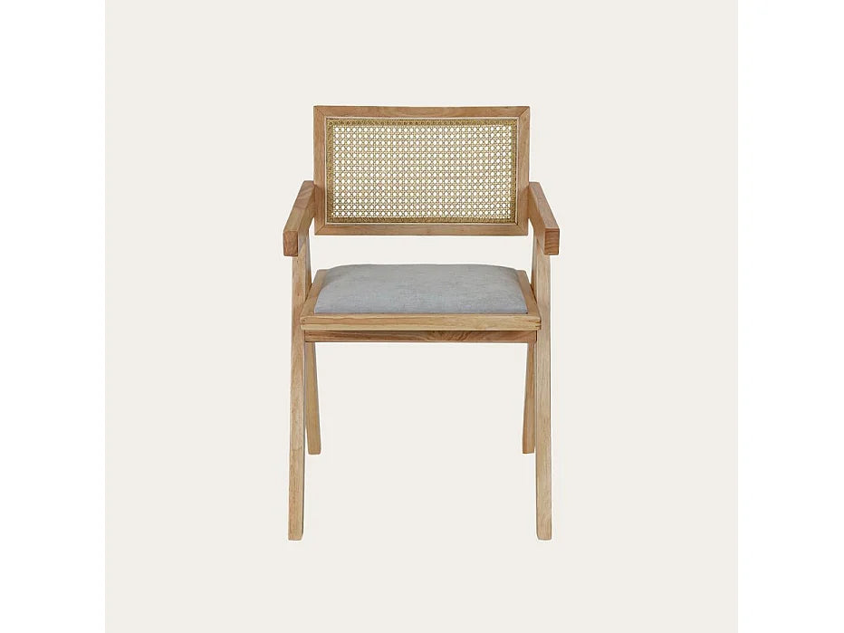 Chaise Japandi Hévéa Assise Tapissée Naturel - Naturel