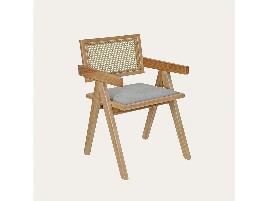 Chaise Japandi Hévéa Assise Tapissée Naturel - Naturel