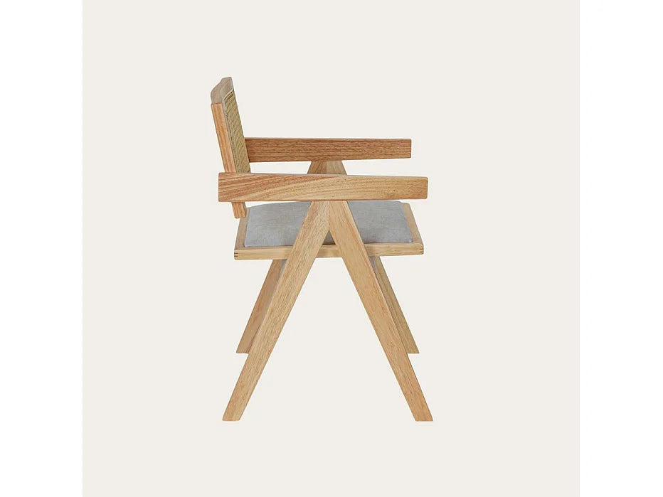Chaise Japandi Hévéa Assise Tapissée Naturel - Naturel