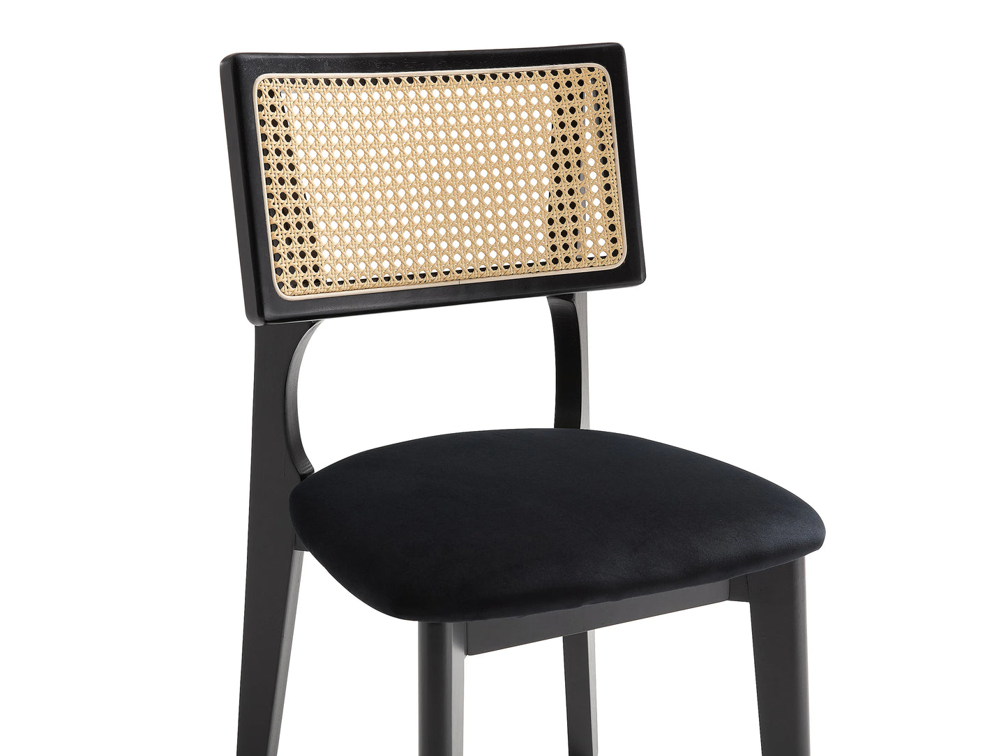 Duo Chaises Japandi Velours Effet Rotin Noir - Calenya