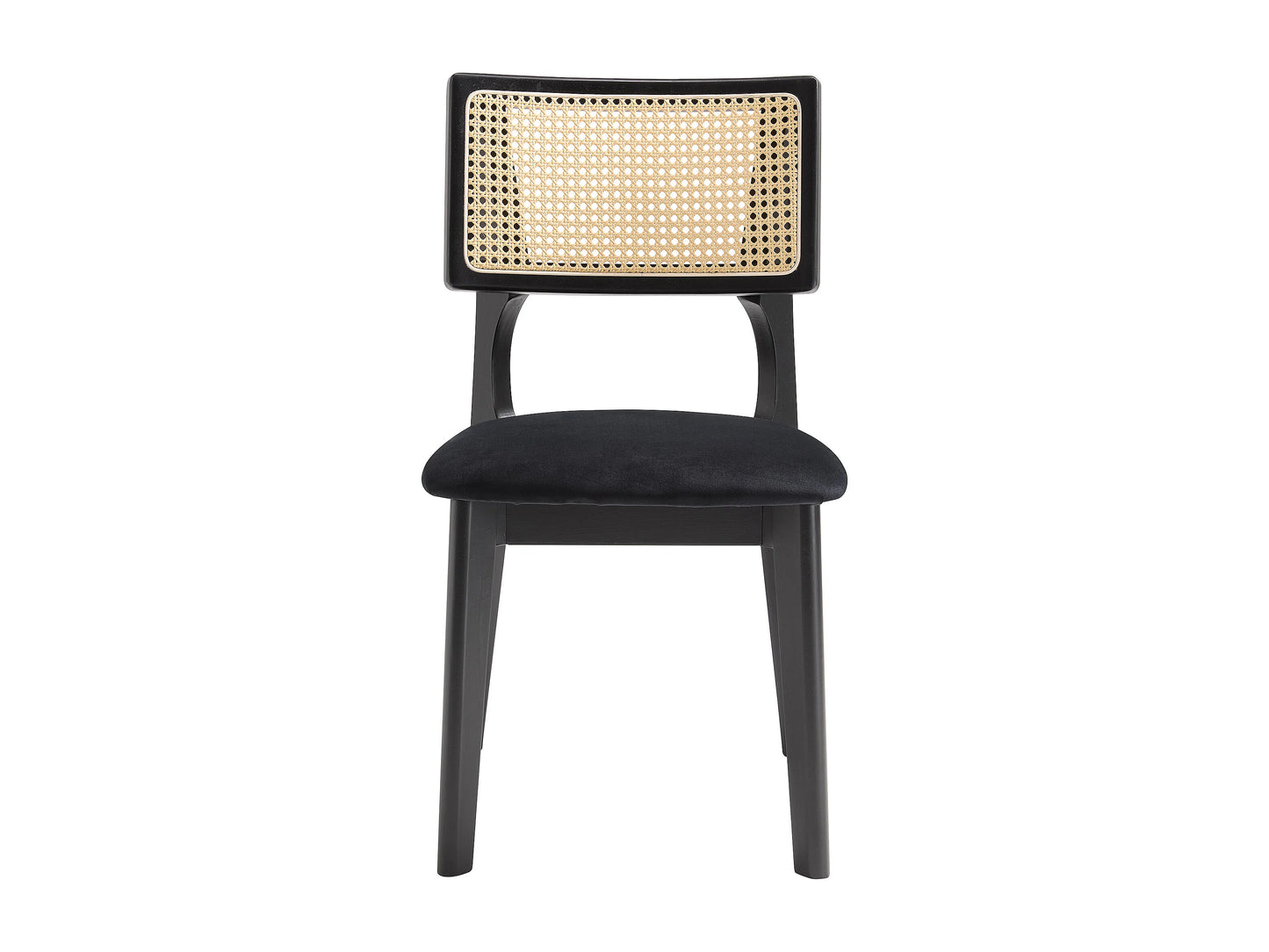Duo Chaises Japandi Velours Effet Rotin Noir - Calenya