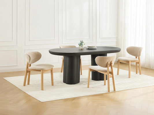 Lot De 6 Chaises Japandi Tissu Beige - Faldra