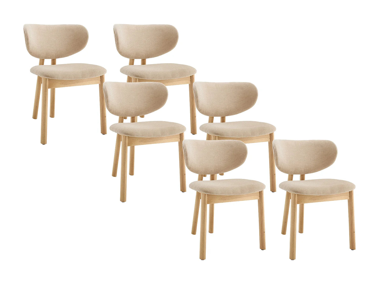 Lot De 6 Chaises Japandi Tissu Beige - Faldra
