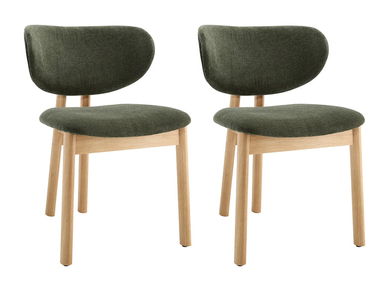 Lot De 2 Chaises Japandi Tissu Vert Hévéa - Faldra