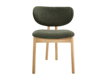 Lot De 2 Chaises Japandi Tissu Vert Hévéa - Faldra