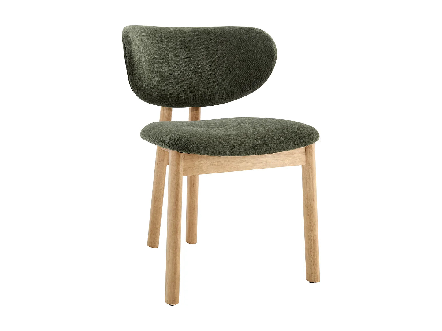 Lot De 2 Chaises Japandi Tissu Vert Hévéa - Faldra