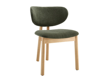 Lot De 2 Chaises Japandi Tissu Vert Hévéa - Faldra