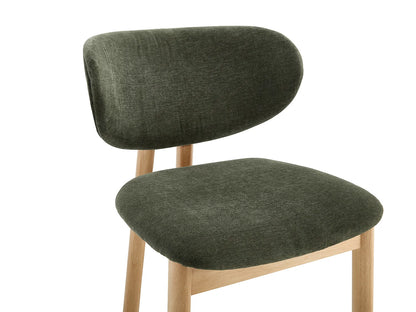 Lot De 2 Chaises Japandi Tissu Vert Hévéa - Faldra
