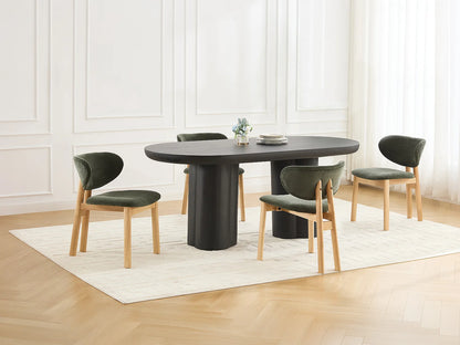 Lot De 2 Chaises Japandi Tissu Vert Hévéa - Faldra