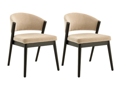 Lot 2 Chaises Japandi Tissu Noir Et Beige - Zelvyn