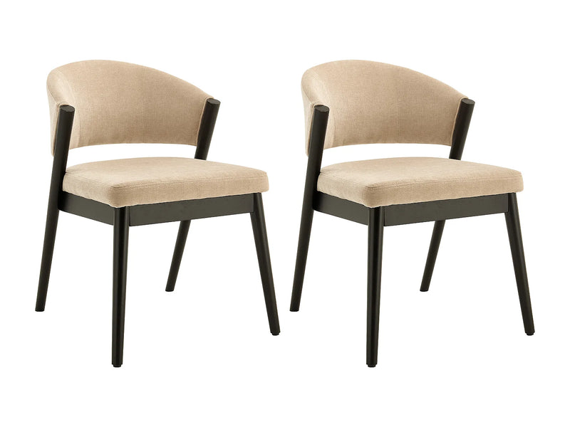 Lot 2 Chaises Japandi Tissu Noir Et Beige - Zelvyn