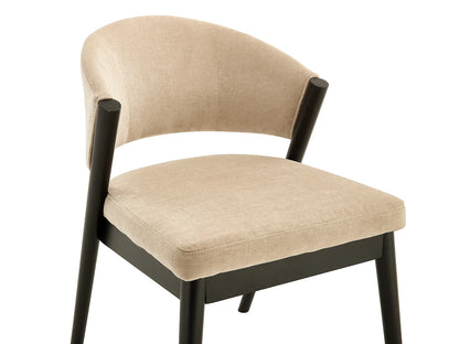 Lot 2 Chaises Japandi Tissu Noir Et Beige - Zelvyn