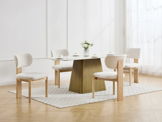 Lot De 2 Chaises Japandi Bouclette Et Hévéa - Wilana