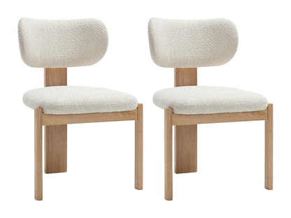Lot De 2 Chaises Japandi Bouclette Et Hévéa - Wilana