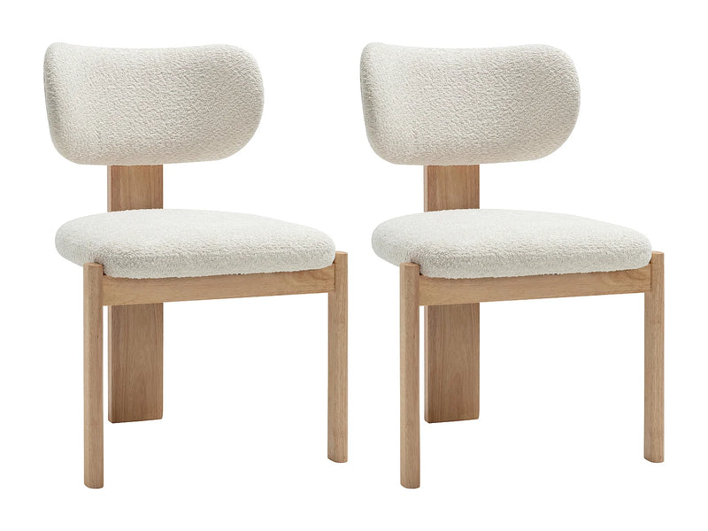 Lot De 2 Chaises Japandi Bouclette Et Hévéa - Wilana