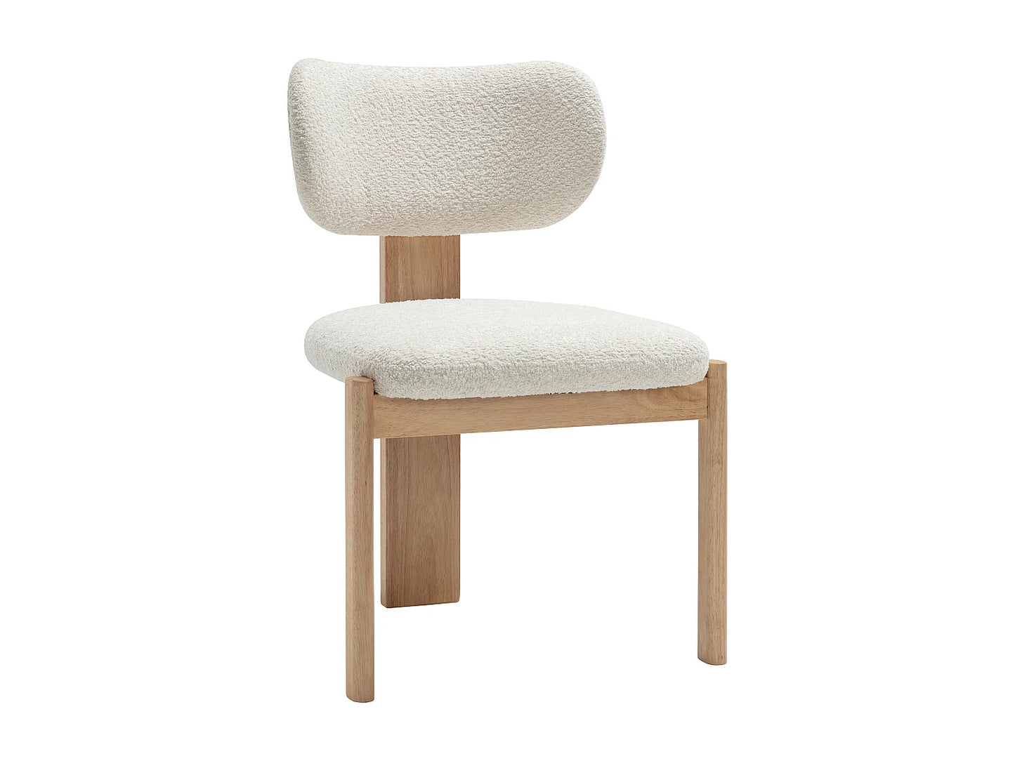 Lot De 2 Chaises Japandi Bouclette Et Hévéa - Wilana
