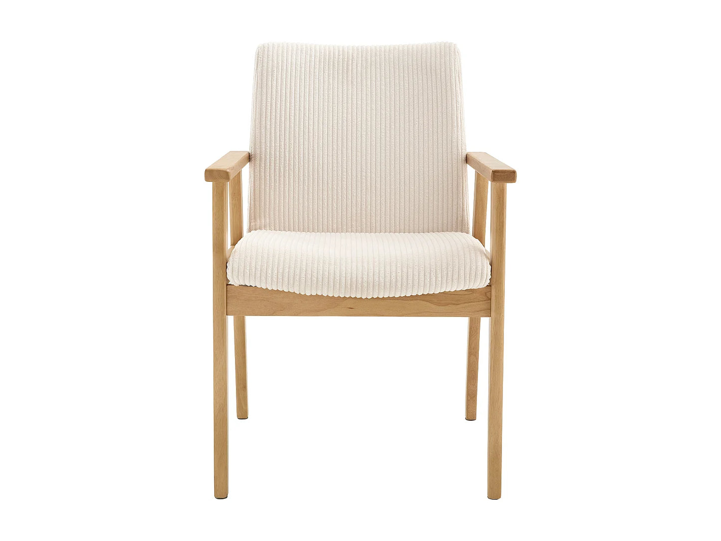 Chaise Accoudoirs Japandi Velours Côtelé Crème - Fildon