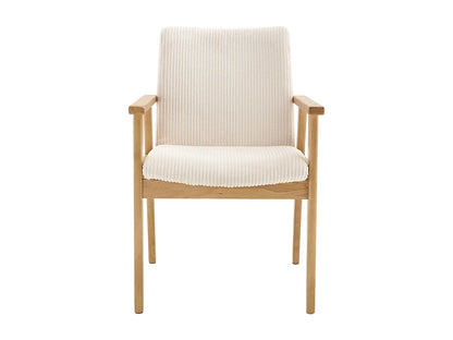 Chaise Accoudoirs Japandi Velours Côtelé Crème - Fildon