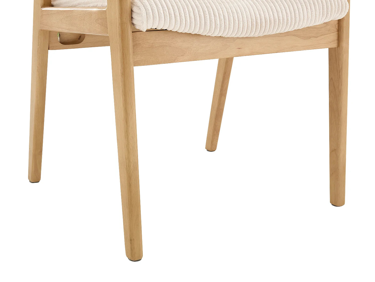 Chaise Accoudoirs Japandi Velours Côtelé Crème - Fildon