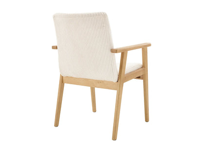 Chaise Accoudoirs Japandi Velours Côtelé Crème - Fildon