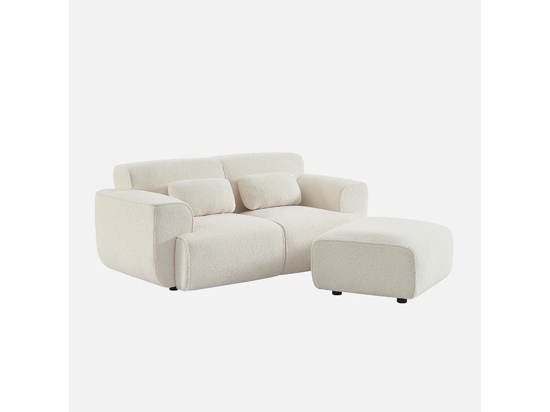 Pouf Canape Japandi Bouclette Blanche - Wallas