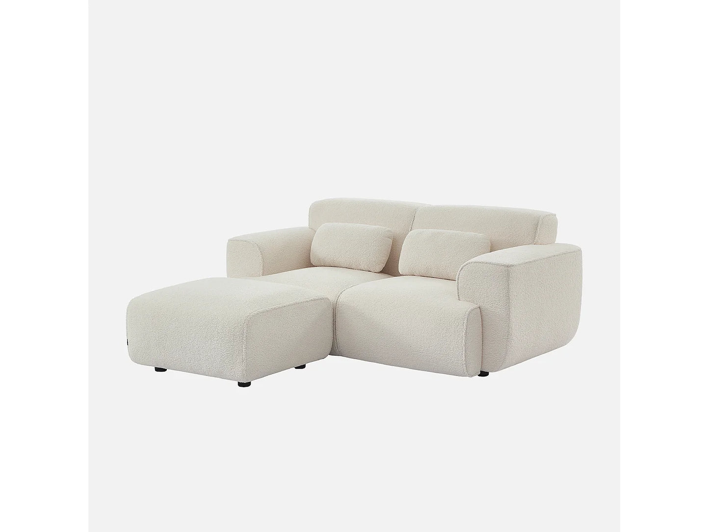 Pouf Canape Japandi Bouclette Blanche - Wallas