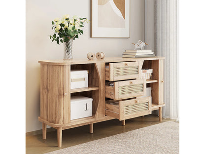 Buffet Rotin Japandi Portes Coulissantes - Naturel