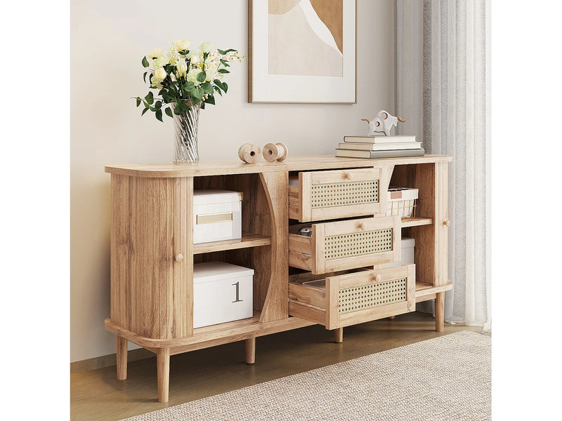 Buffet Rotin Japandi Portes Coulissantes - Naturel