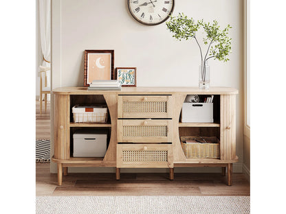 Buffet Rotin Japandi Portes Coulissantes - Naturel