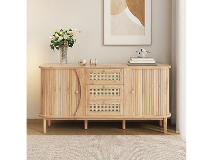 Buffet Rotin Japandi Portes Coulissantes - Naturel