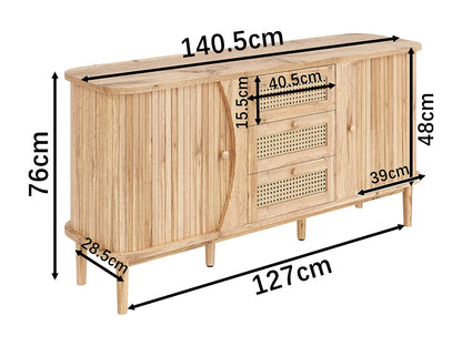Buffet Rotin Japandi Portes Coulissantes - Naturel