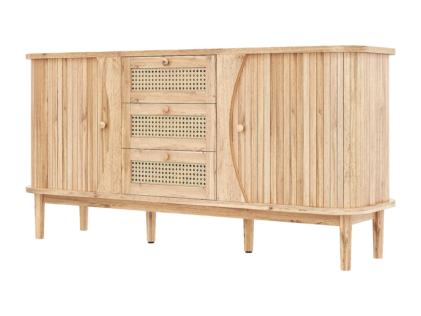 Buffet Rotin Japandi Portes Coulissantes - Naturel