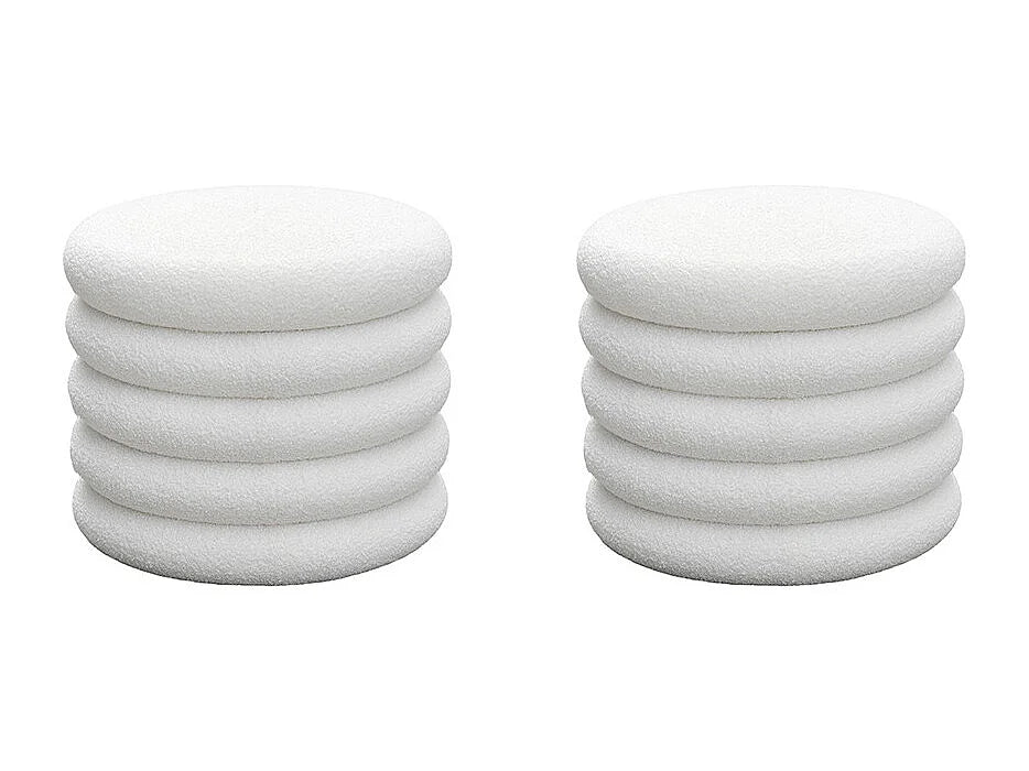 Pouf Coffre Japandi Rond Bouclette - Bubble