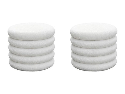 Pouf Coffre Japandi Rond Bouclette - Bubble