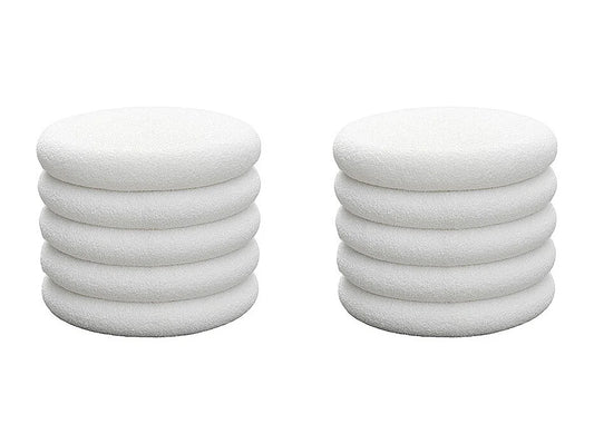 Pouf Coffre Japandi Rond Bouclette - Bubble